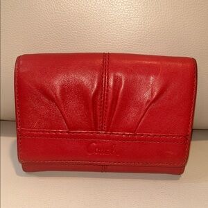 Coach Soho Pleated Red Leather Trifold Wallet